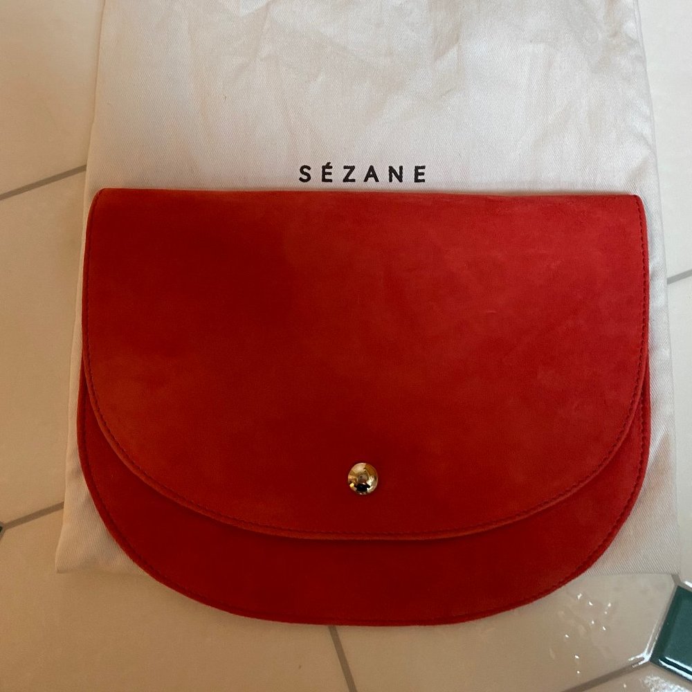 Coral red clutch bag